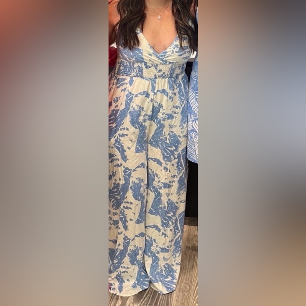 Blue and Cream Patterned Skirt